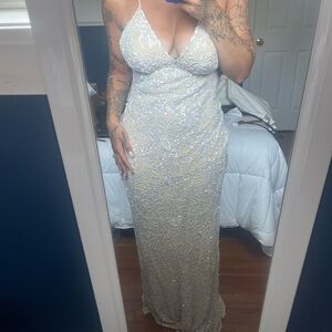 Sugar Elegant White and Cream Maxi Dress